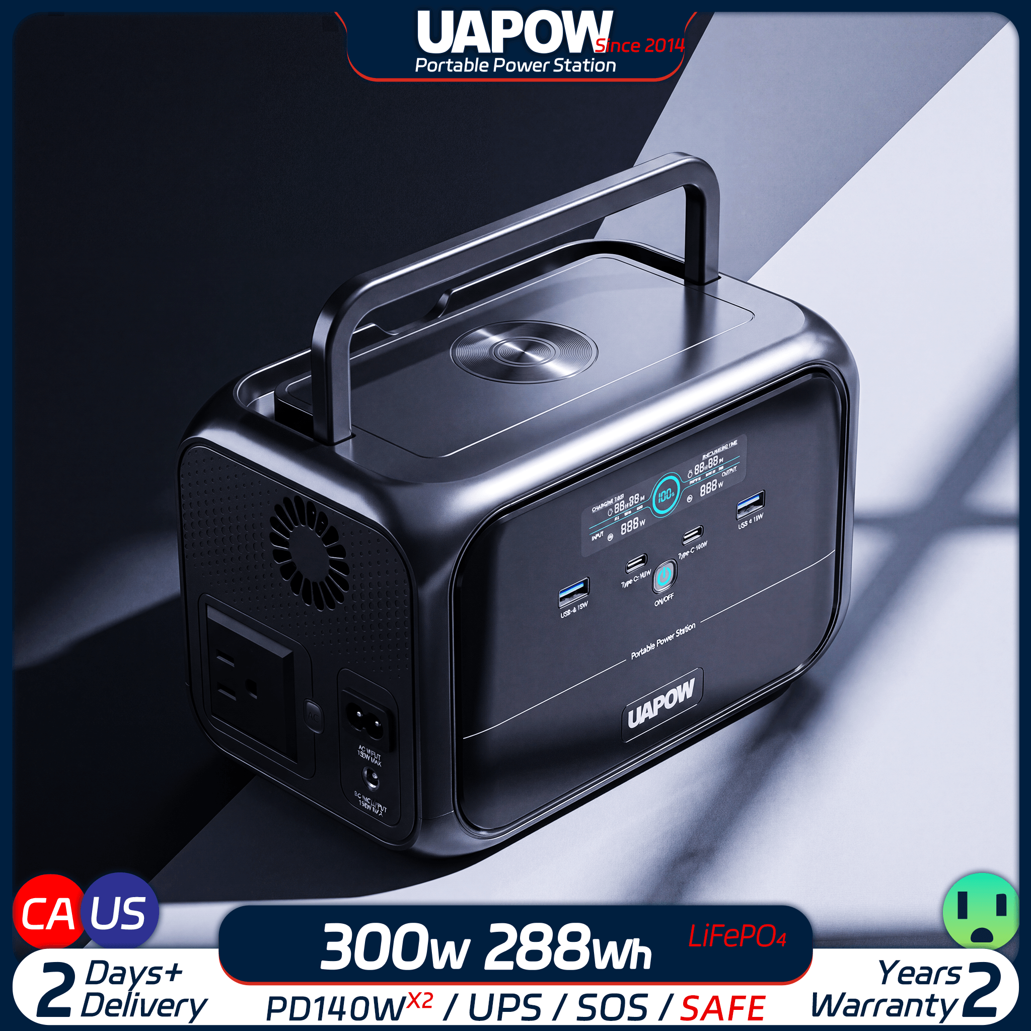 Power Outage Light - Uapow 288Wh 300W Portable Power Station