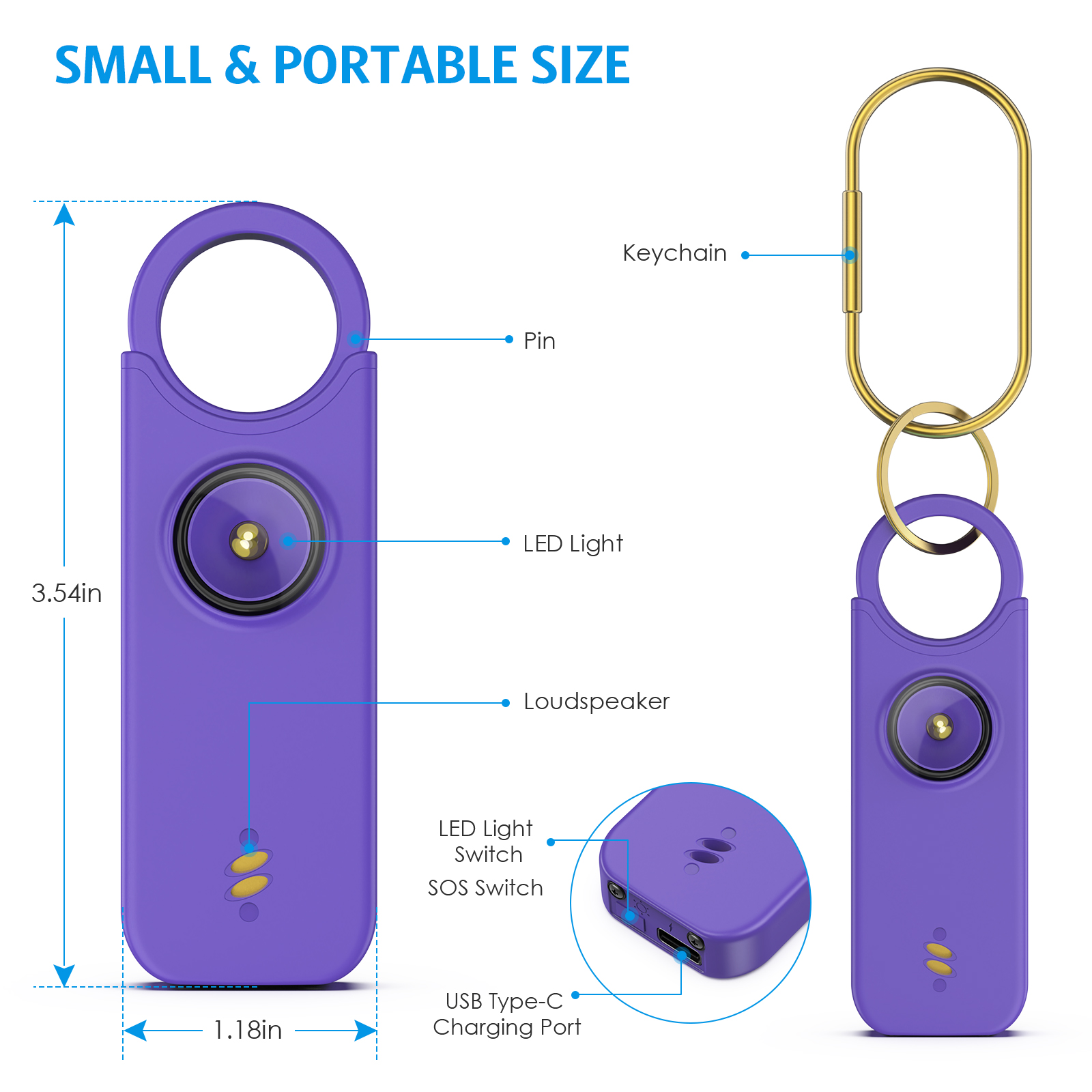 135dB Self Defense Siren Perso - огляд і ціна Personal Alarm Keychain