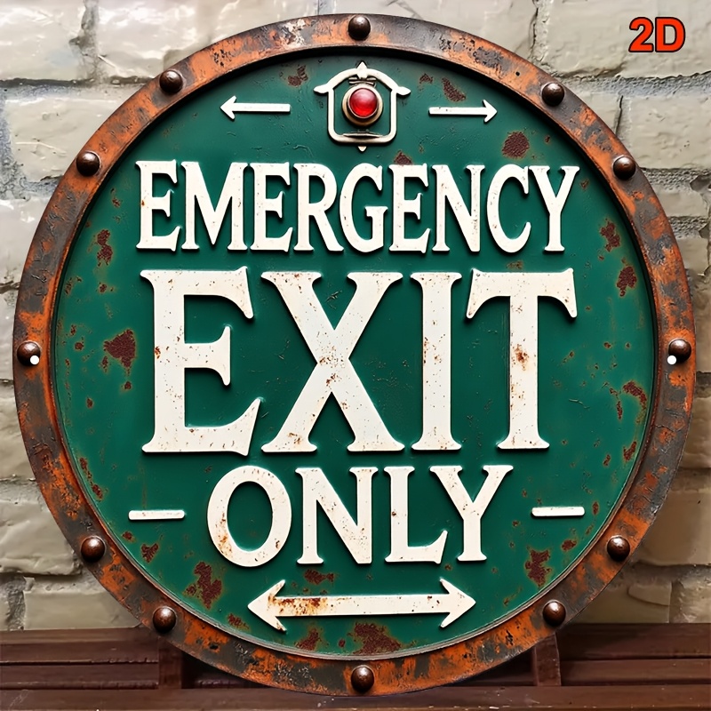 2D Industrial Retro Metal Emer - огляд і ціна Emergency Exit Sign