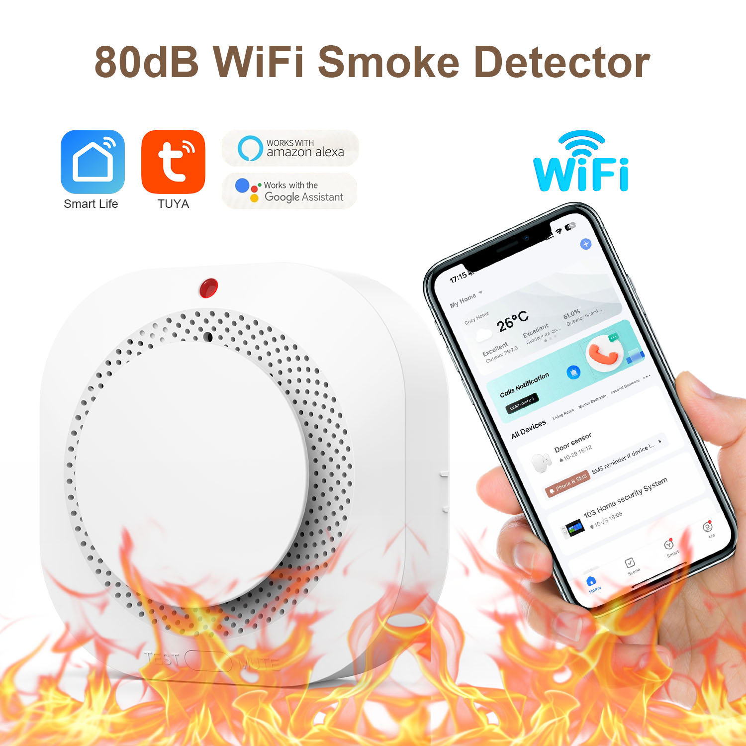 WiFi Fire Protection Smoke Sen - огляд і ціна Smoke Detector Interconnected