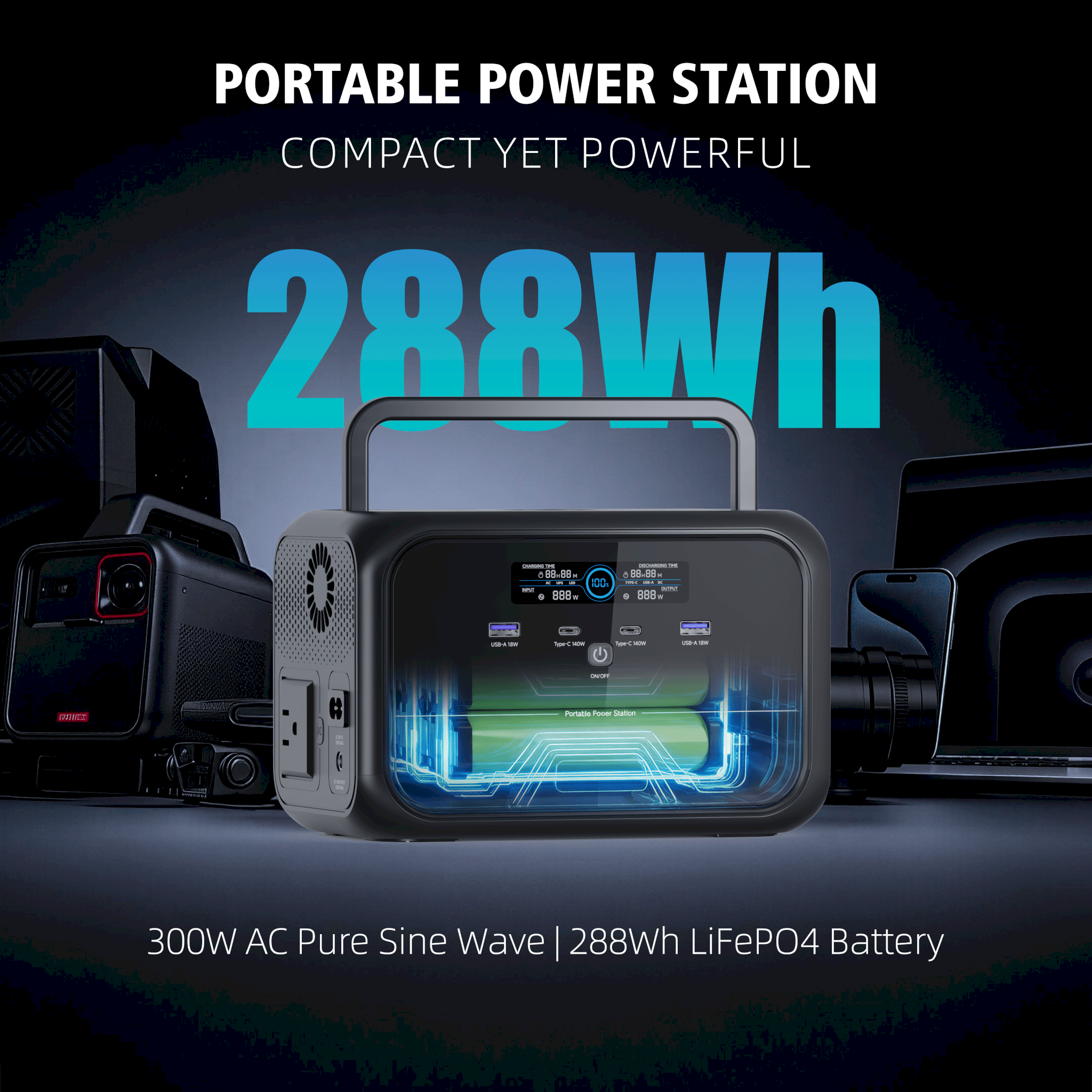 Uapow 288Wh 300W Portable Powe - огляд і ціна Power Outage Light